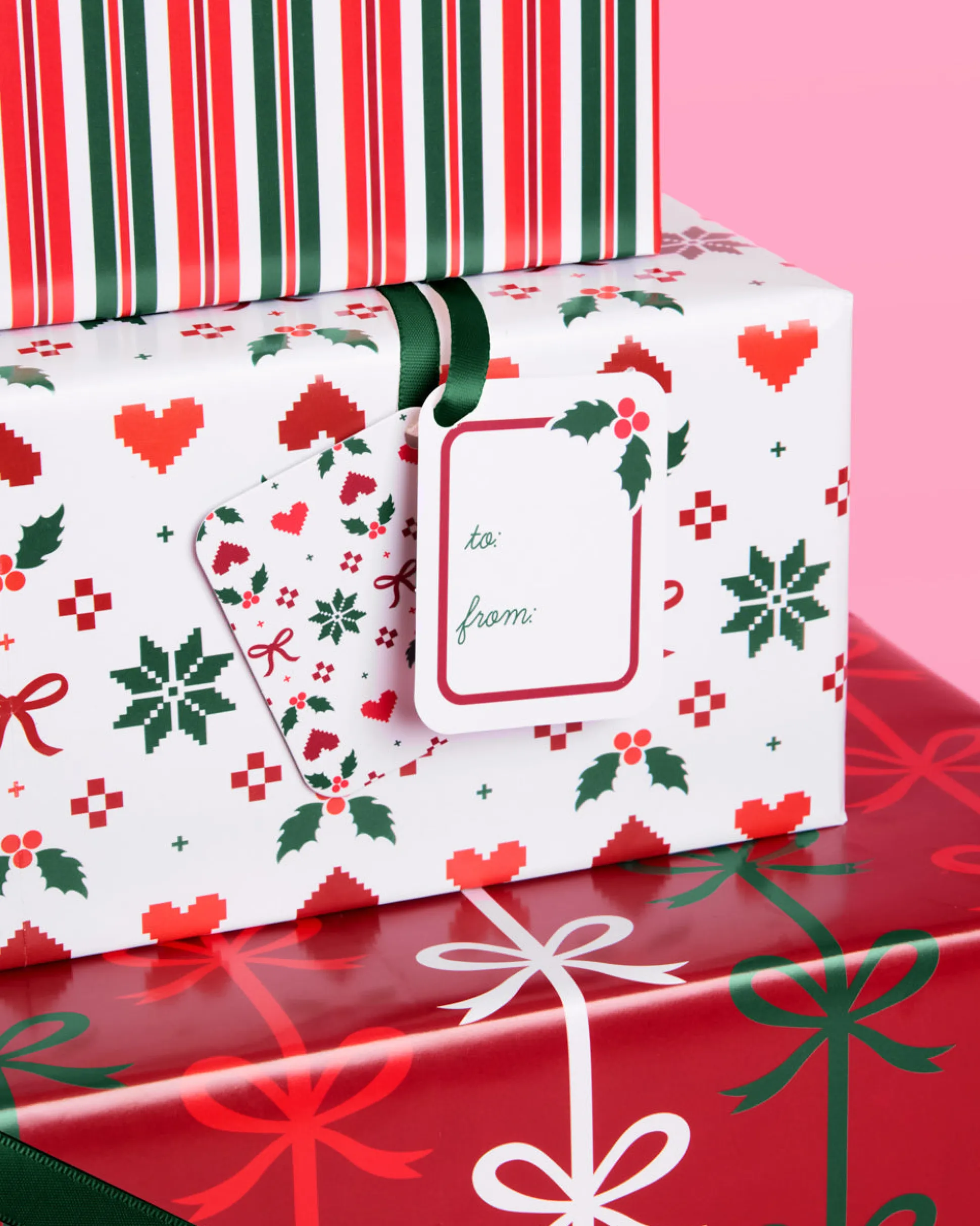 A Merry Mix Wrapping Paper Set - 12 sheets + 16 tags