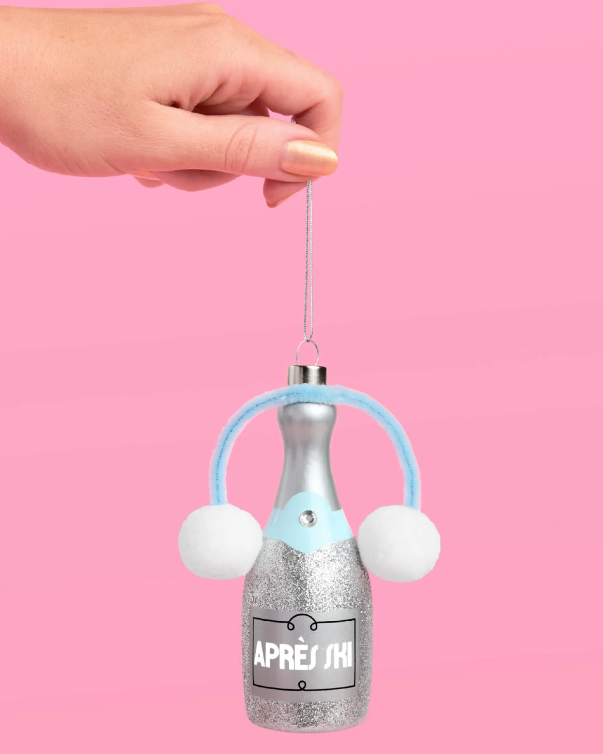 Après Ski Ornament - silver glitter ornament