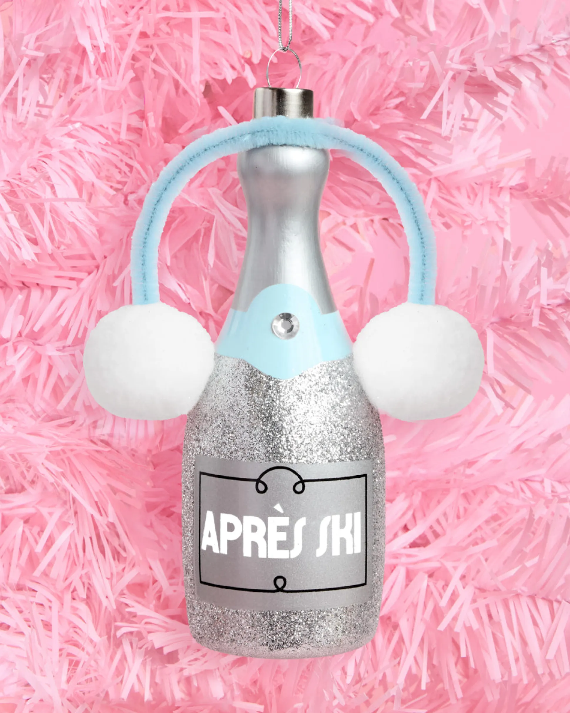 Après Ski Ornament - silver glitter ornament