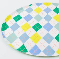 Argyle Dinner Plates (x 8)