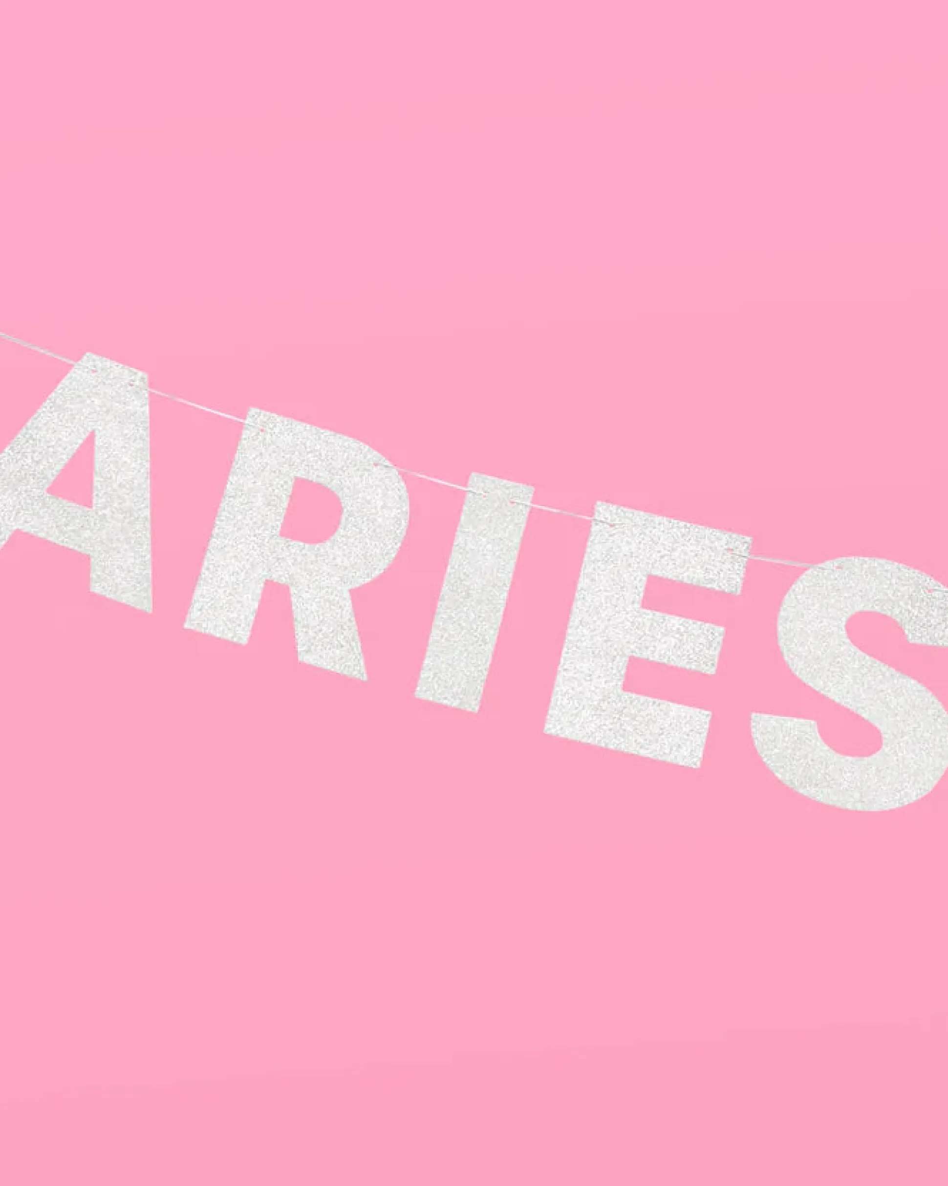 Aries Season Banner - Silver Glitter Banner