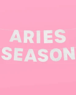Aries Season Banner - Silver Glitter Banner