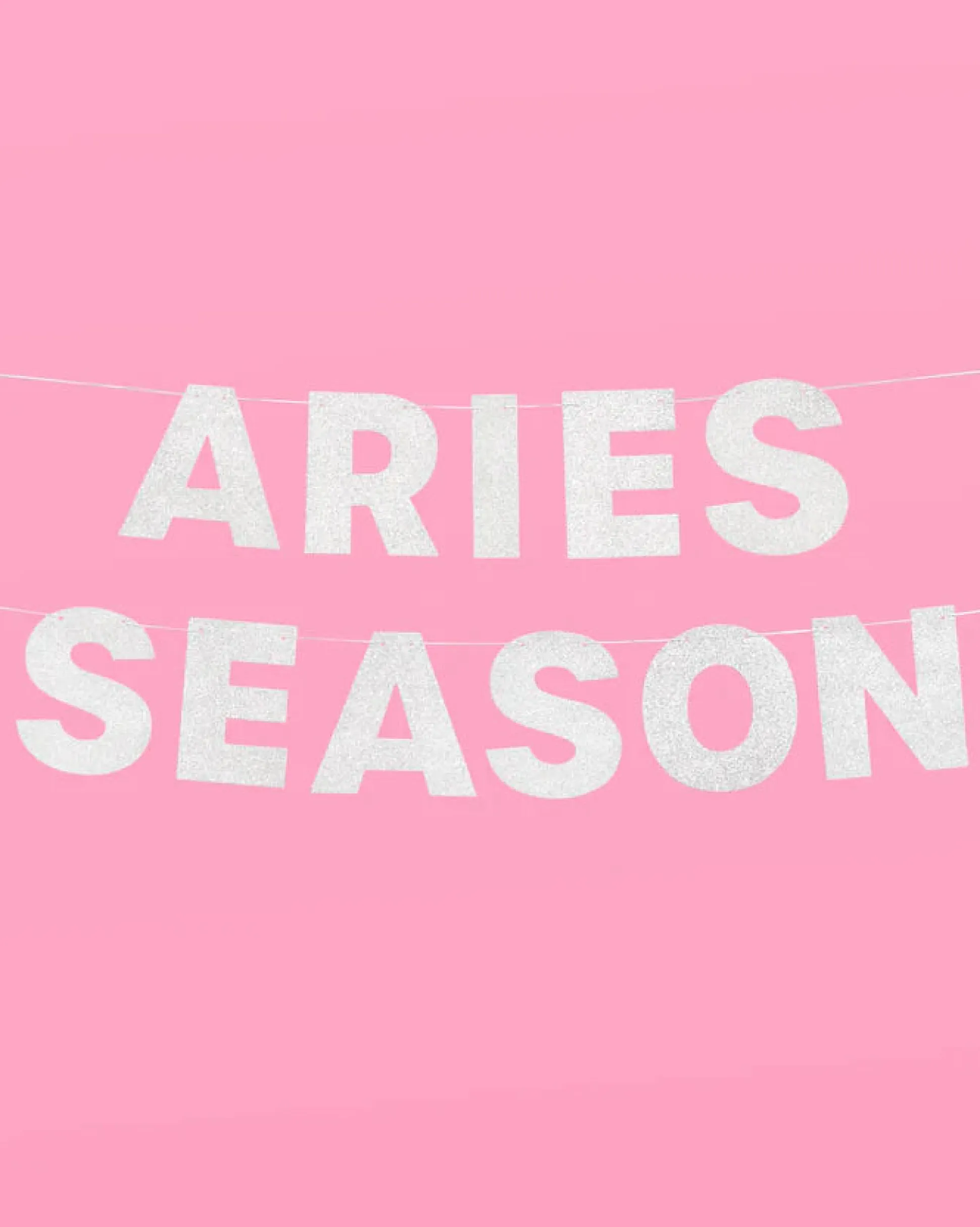 Aries Season Banner - Silver Glitter Banner