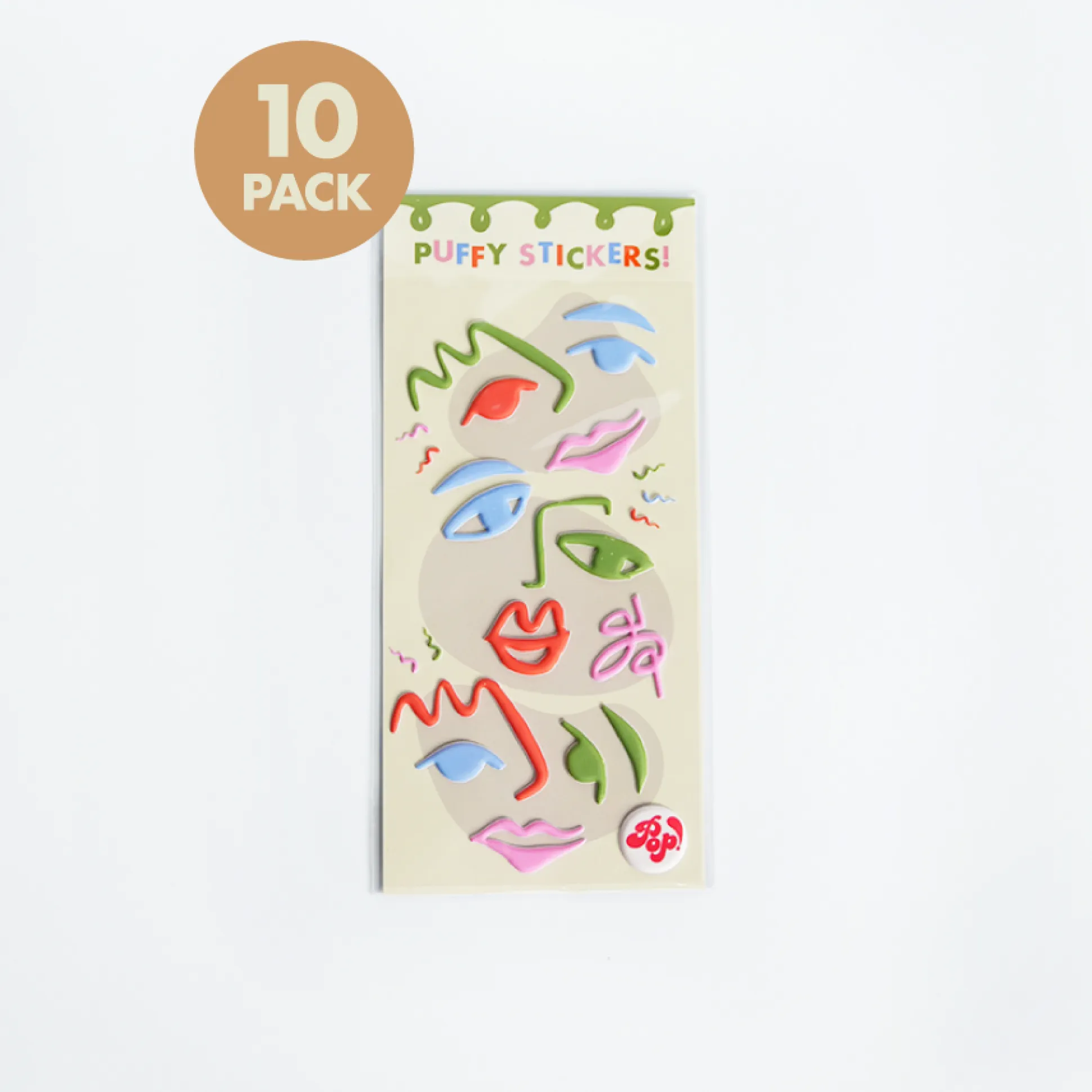Art Party Puffy Stickers, Pack of 10