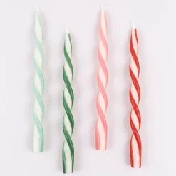 Assorted Stripe Twist Candles, Pack of 4