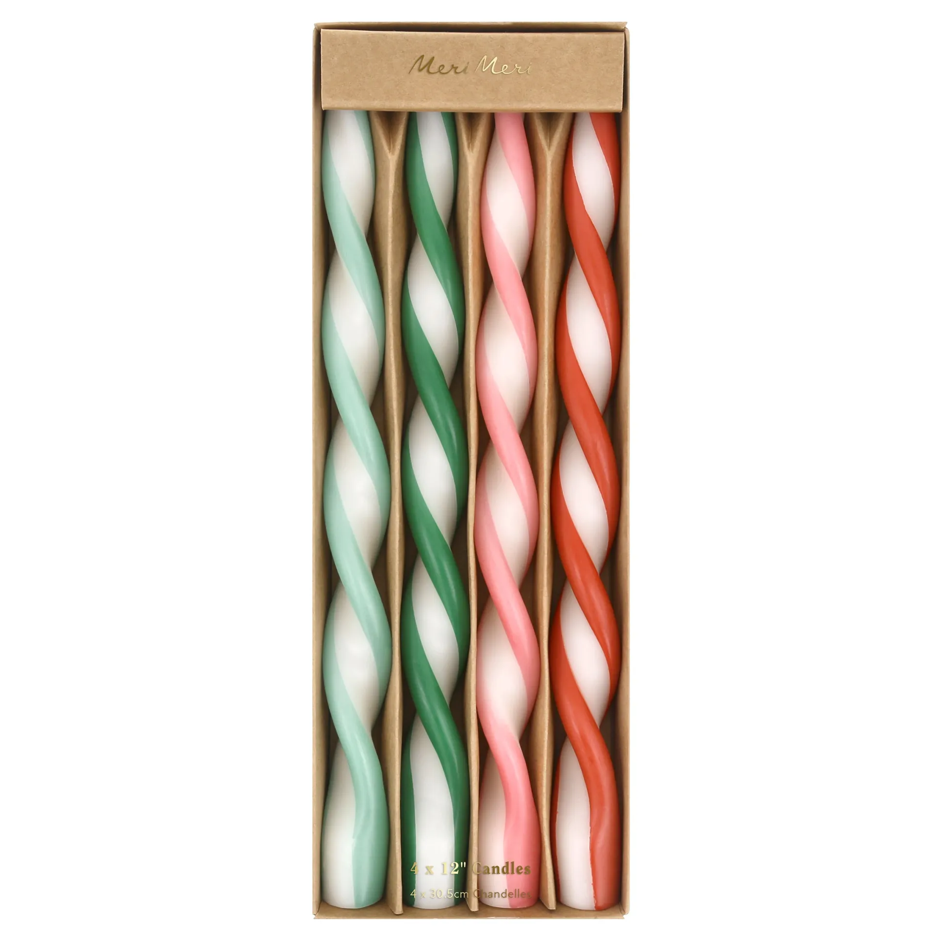 Assorted Stripe Twist Candles, Pack of 4