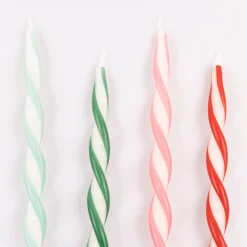 Assorted Stripe Twist Candles, Pack of 4