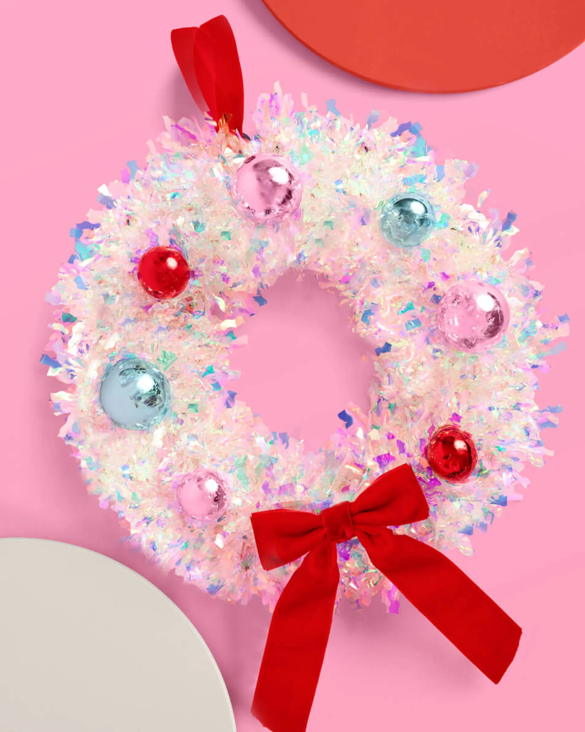 A White Christmas Wreath - white iridescent mini wreath