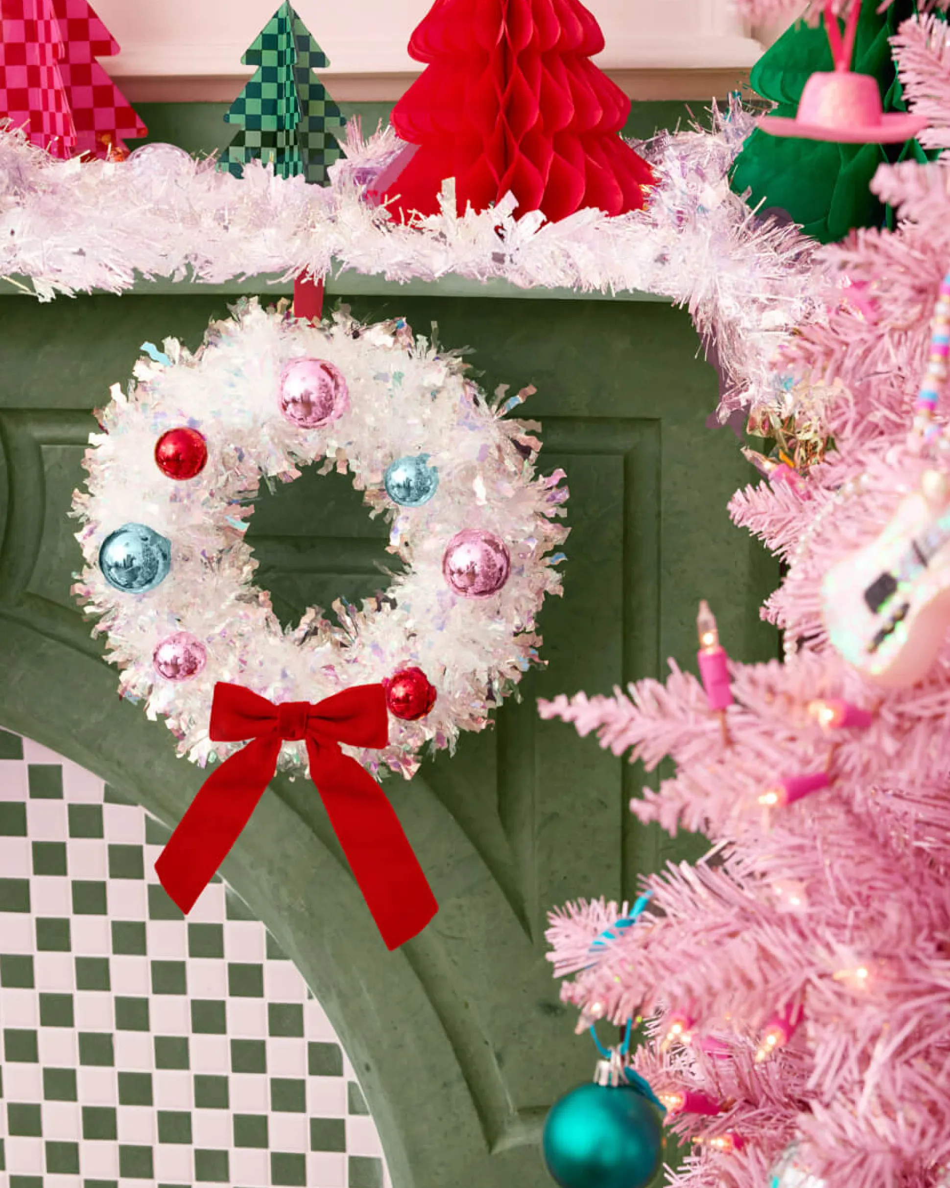 A White Christmas Wreath - white iridescent mini wreath