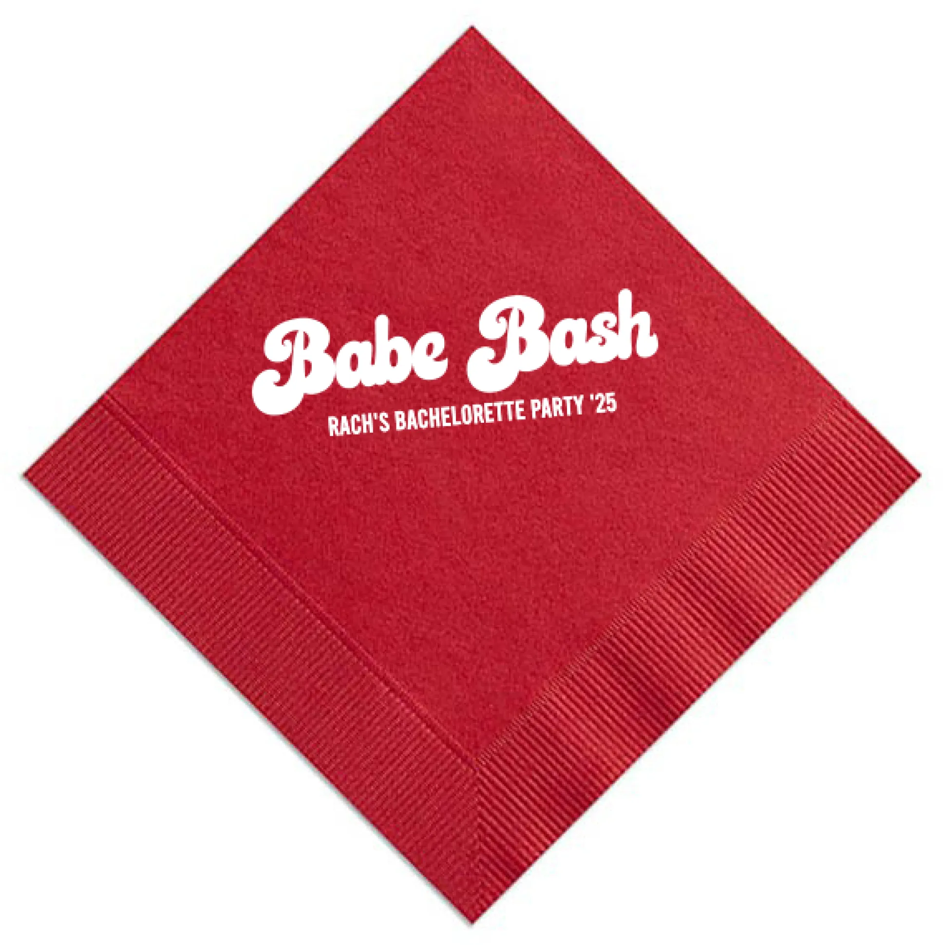 Babe Bash Personalized Napkin, White Foil