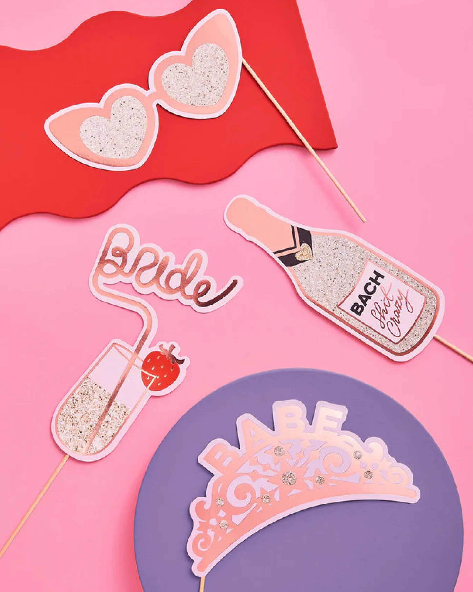 Bachelorette Photo Booth Props, 24 Pieces