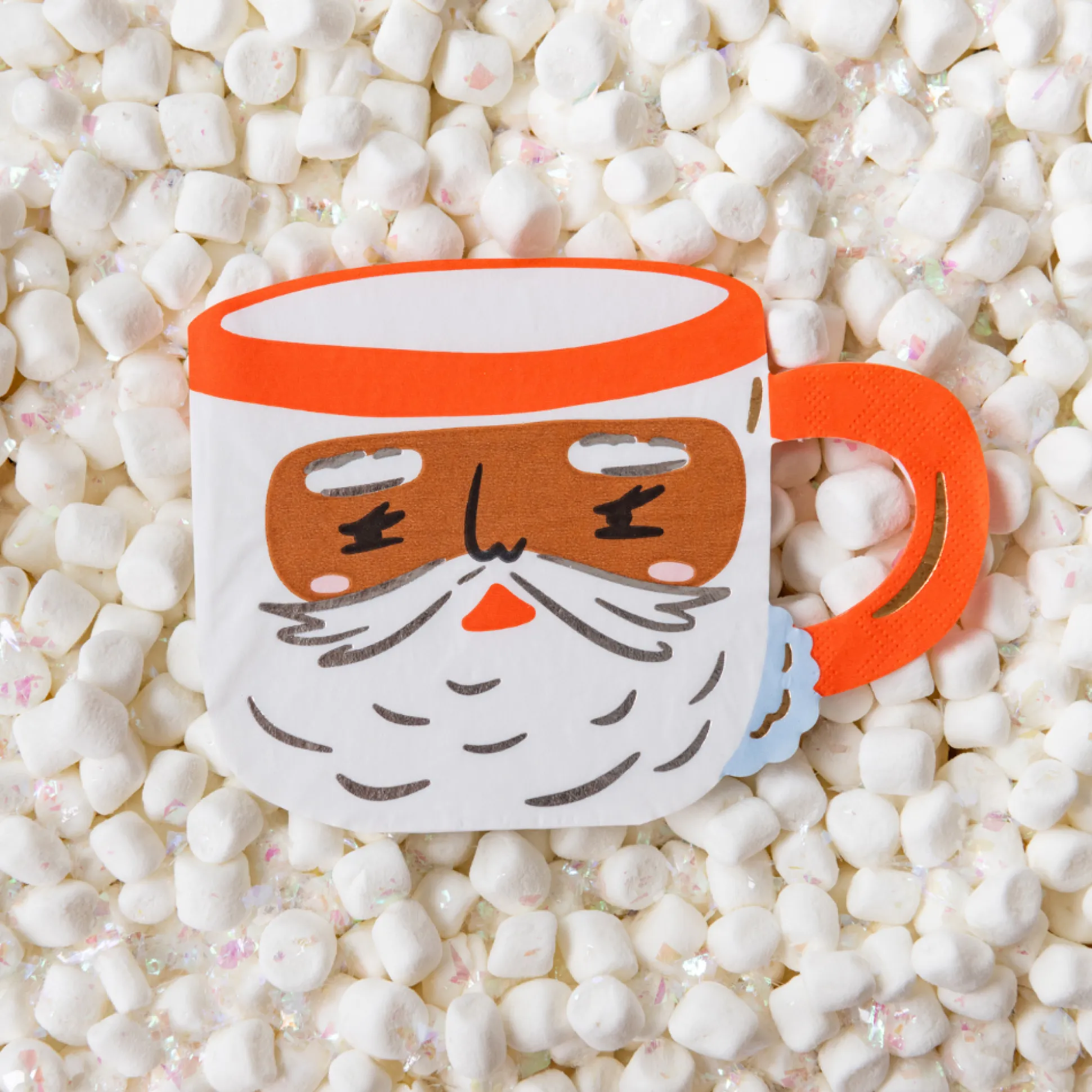 Baking Spirits Bright Brown Santa Mug Large Napkins, Pack of 16