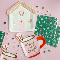 Baking Spirits Bright Mint Gingerbread House Large Plates, Pack of 8