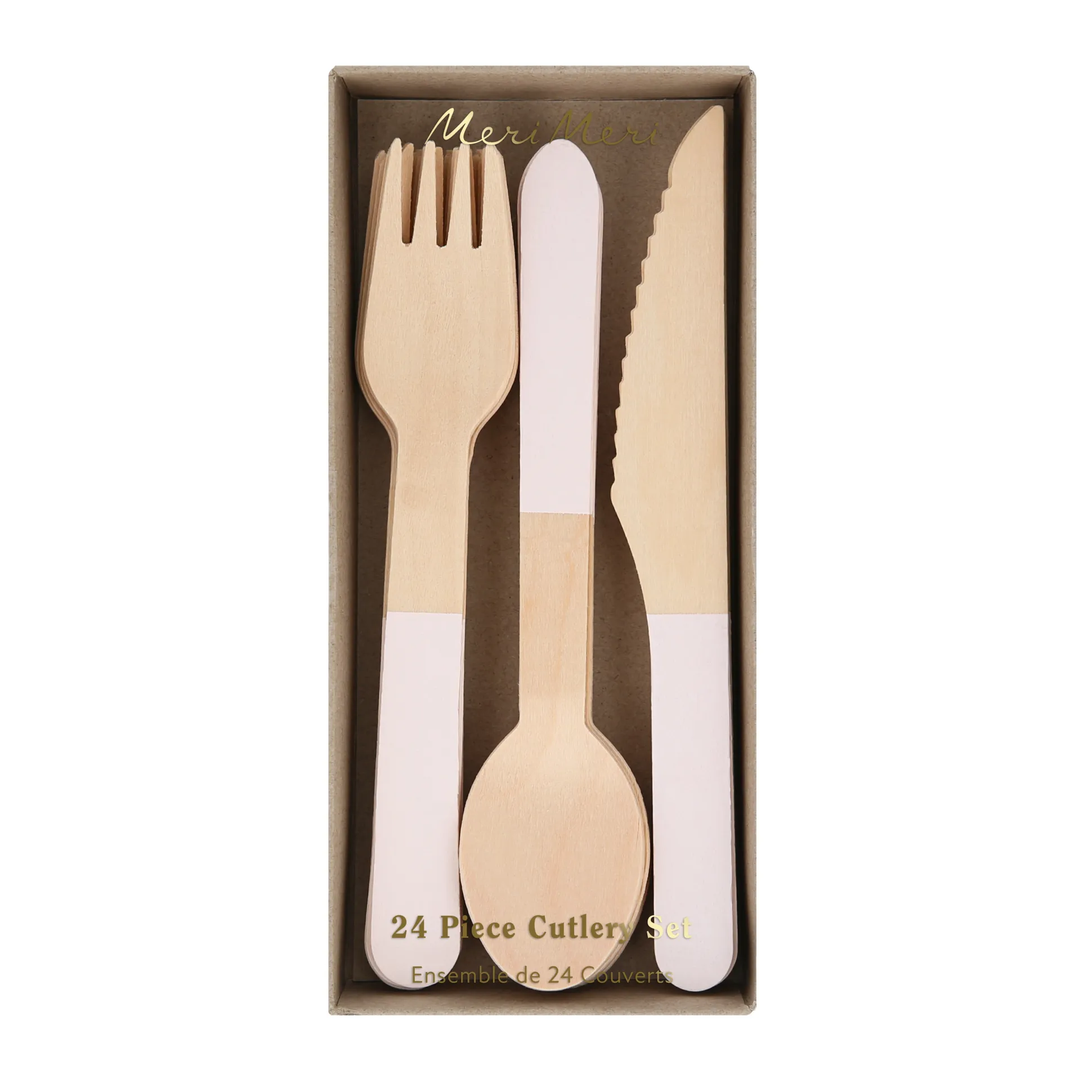 Ballet Slipper Pink Wooden Cutlery Set, Pack of 24