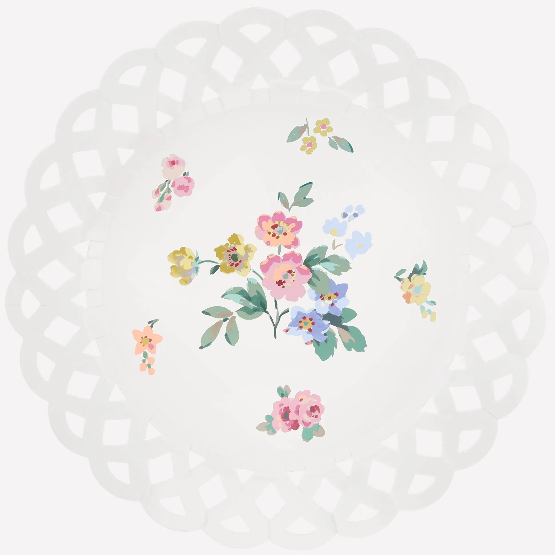 Basketweave Floral Dinner Plates, Set of 8