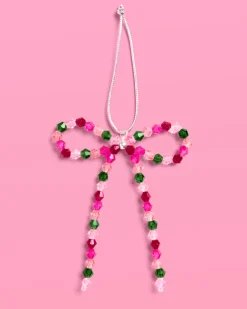 Beaded Bow Ornament Set - 6 beaded bows