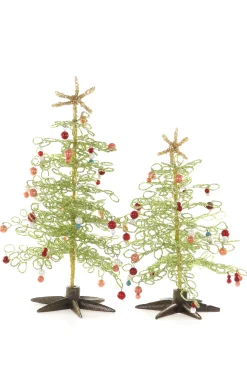 Beaded Trees-Chartreuse, Set of 2