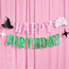 Birthday Witch Banner - pink + green foil banner