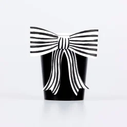 Black & White Stripy Bow Cups, Pack of 8