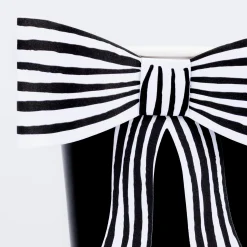 Black & White Stripy Bow Cups, Pack of 8