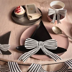 Black & White Stripy Bow Cups, Pack of 8