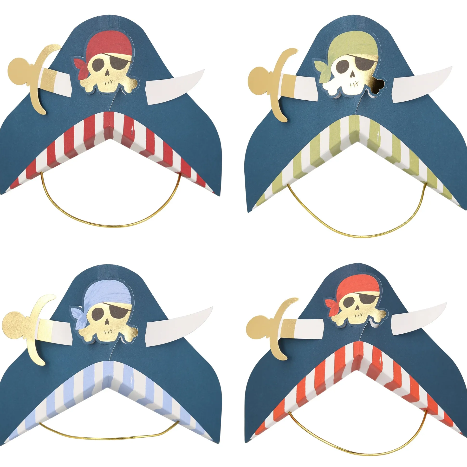 Blue Pirate Party Hats, Pack of 8