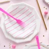 Blush Frenchie Striped Large Plates, Pack of 8