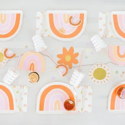 Boho Rainbow Large Plates, Pack of 8