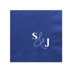 Bold & Modern Initials Personalized Napkin, White Foil