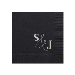 Bold & Modern Initials Personalized Napkin, Silver Foil