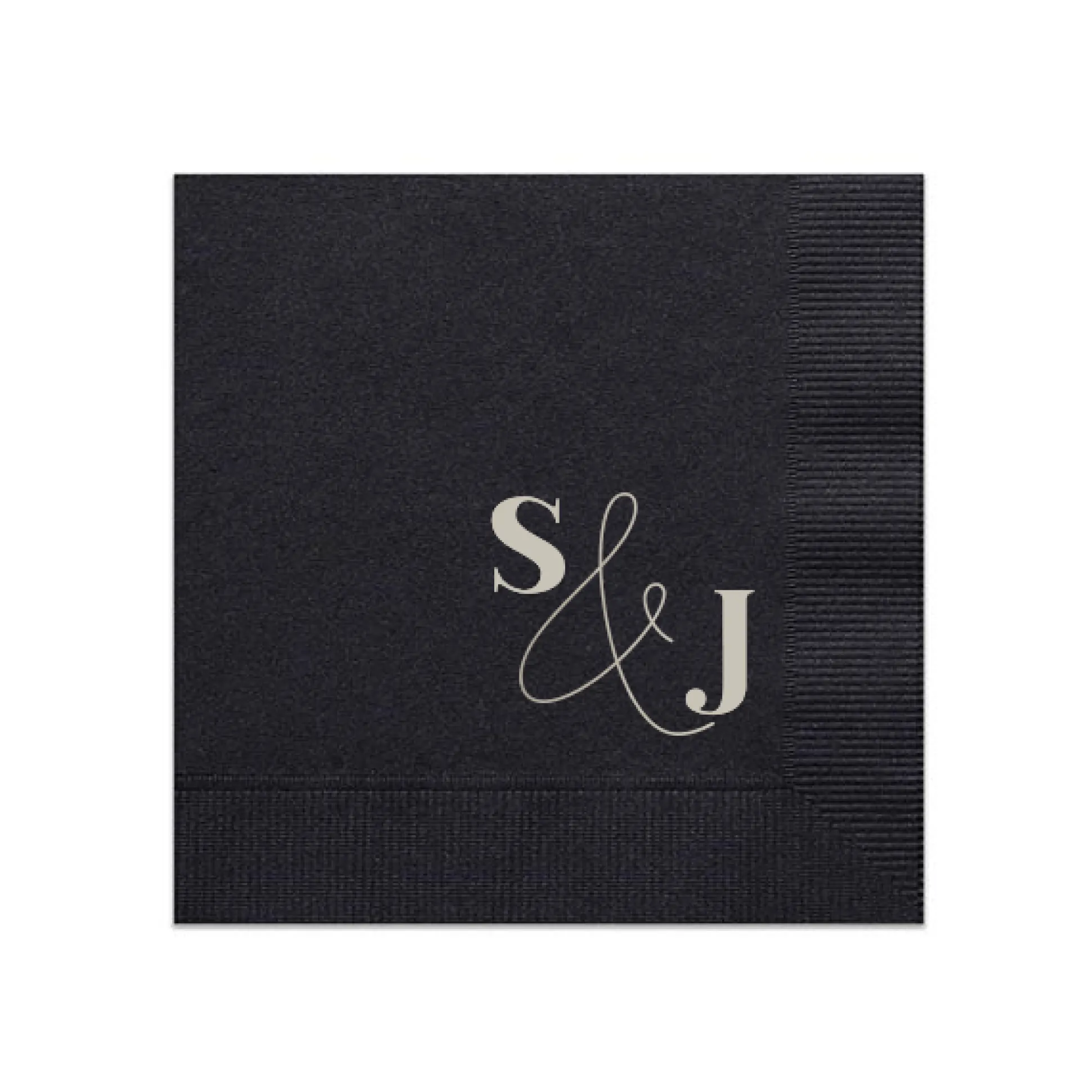 Bold & Modern Initials Personalized Napkin, Silver Foil