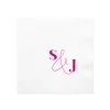 Bold & Modern Initials Personalized Napkin, Fuchsia Foil