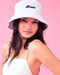 Bride Bucket Hat - Embroidered Cotton Hat