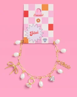 Bride Charm Bracelet - Gold, Rhinestones & Pearls