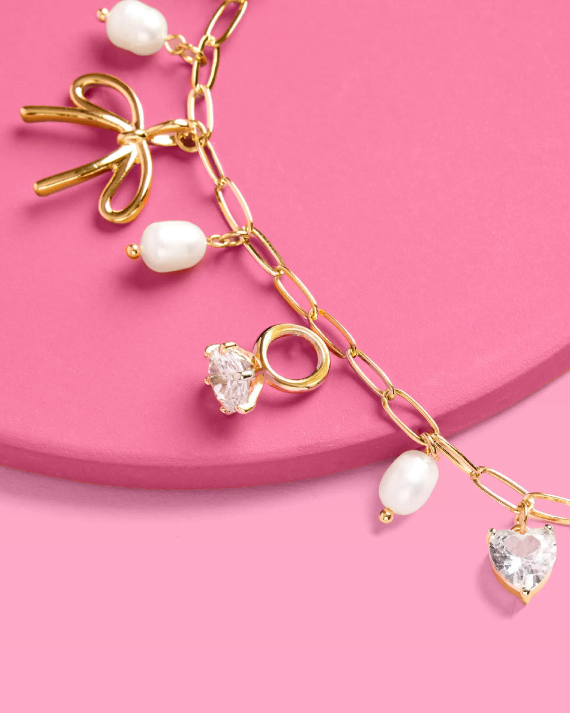 Bride Charm Bracelet - Gold, Rhinestones & Pearls