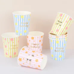 Bright Star Happy Birthday Cups (x 8)
