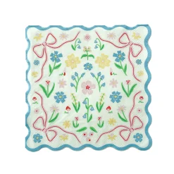 Bunnies In The Garden Blue Floral Large Napkins, Pack of 16