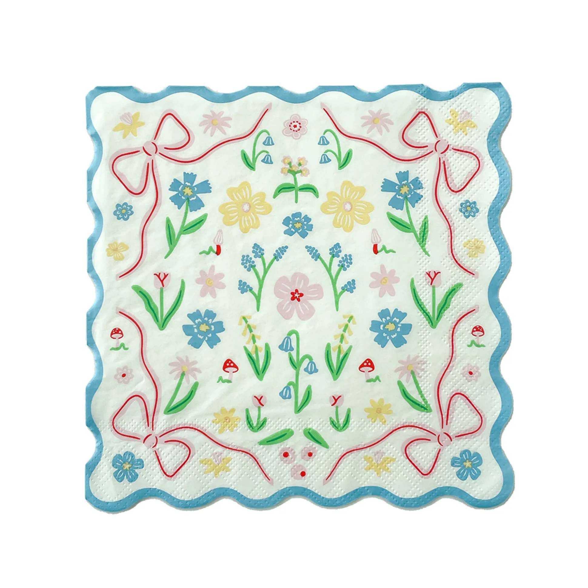 Bunnies In The Garden Blue Floral Large Napkins, Pack of 16