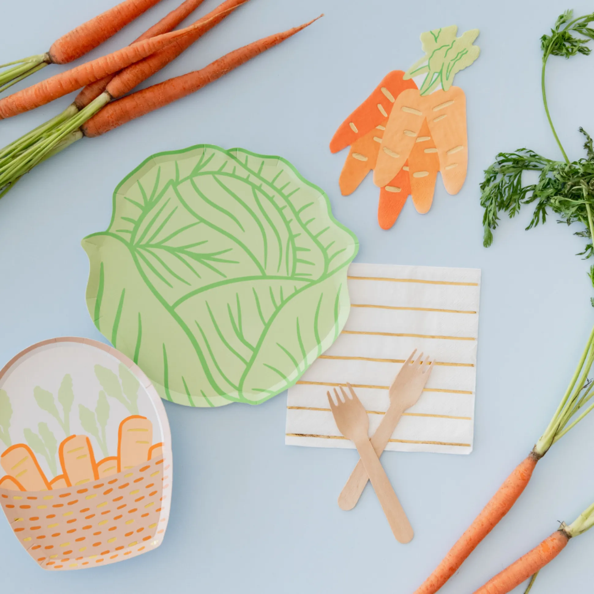 Bunnies In The Garden Carrot Bunch Large Napkins, Pack of 16