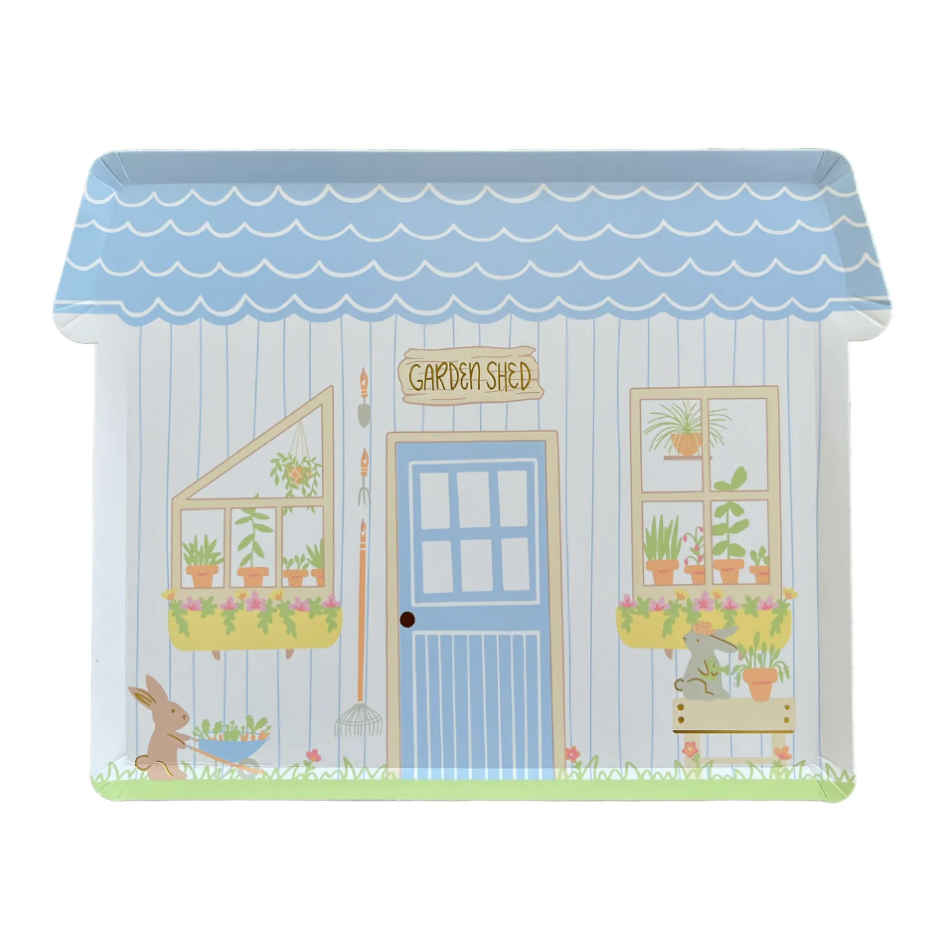 Bunnies In The Garden Large "Garden Shed" Plates, Pack of 8