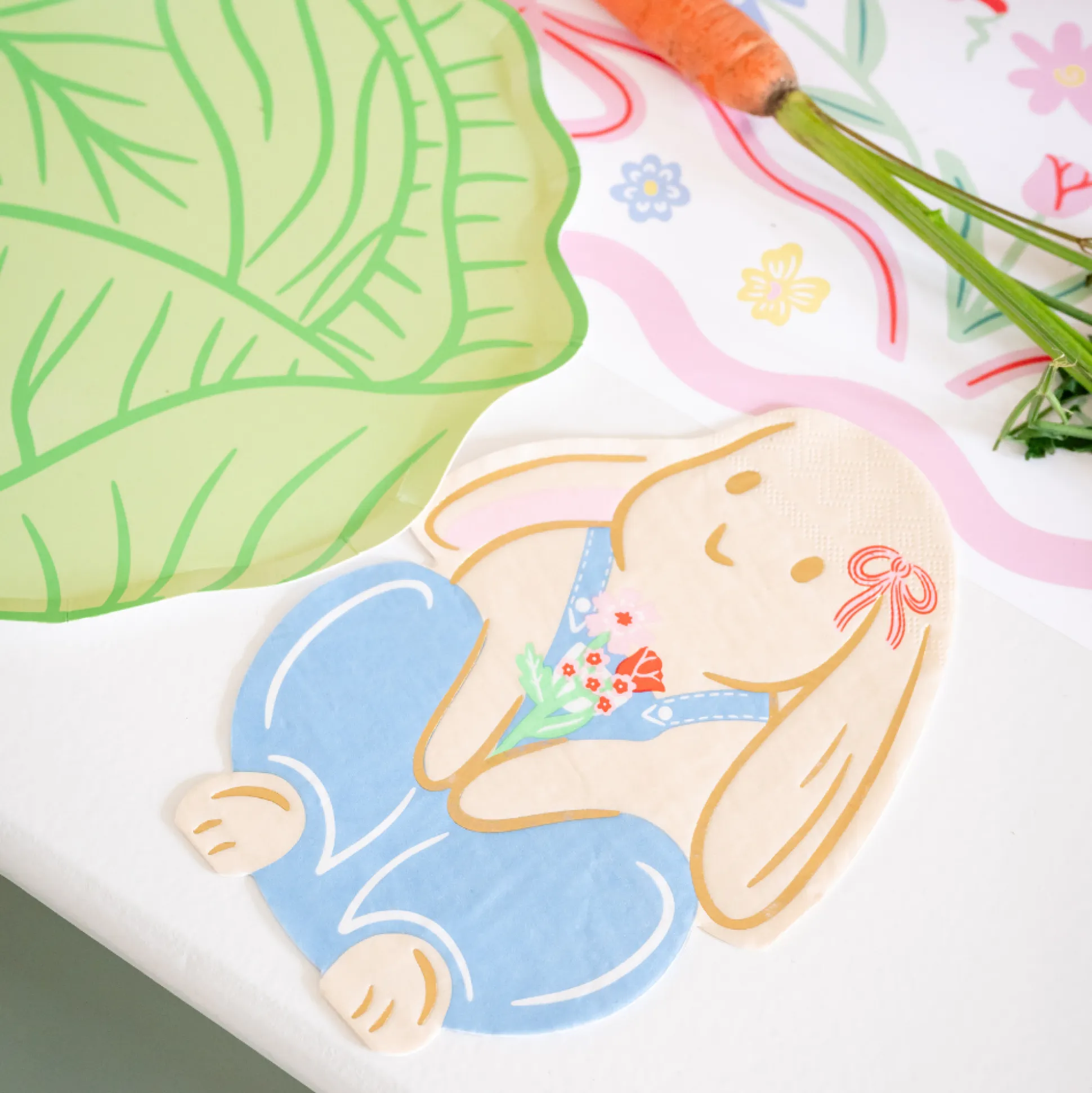 Bunnies In The Garden Overalls Bunny Large Napkins, Pack of 16