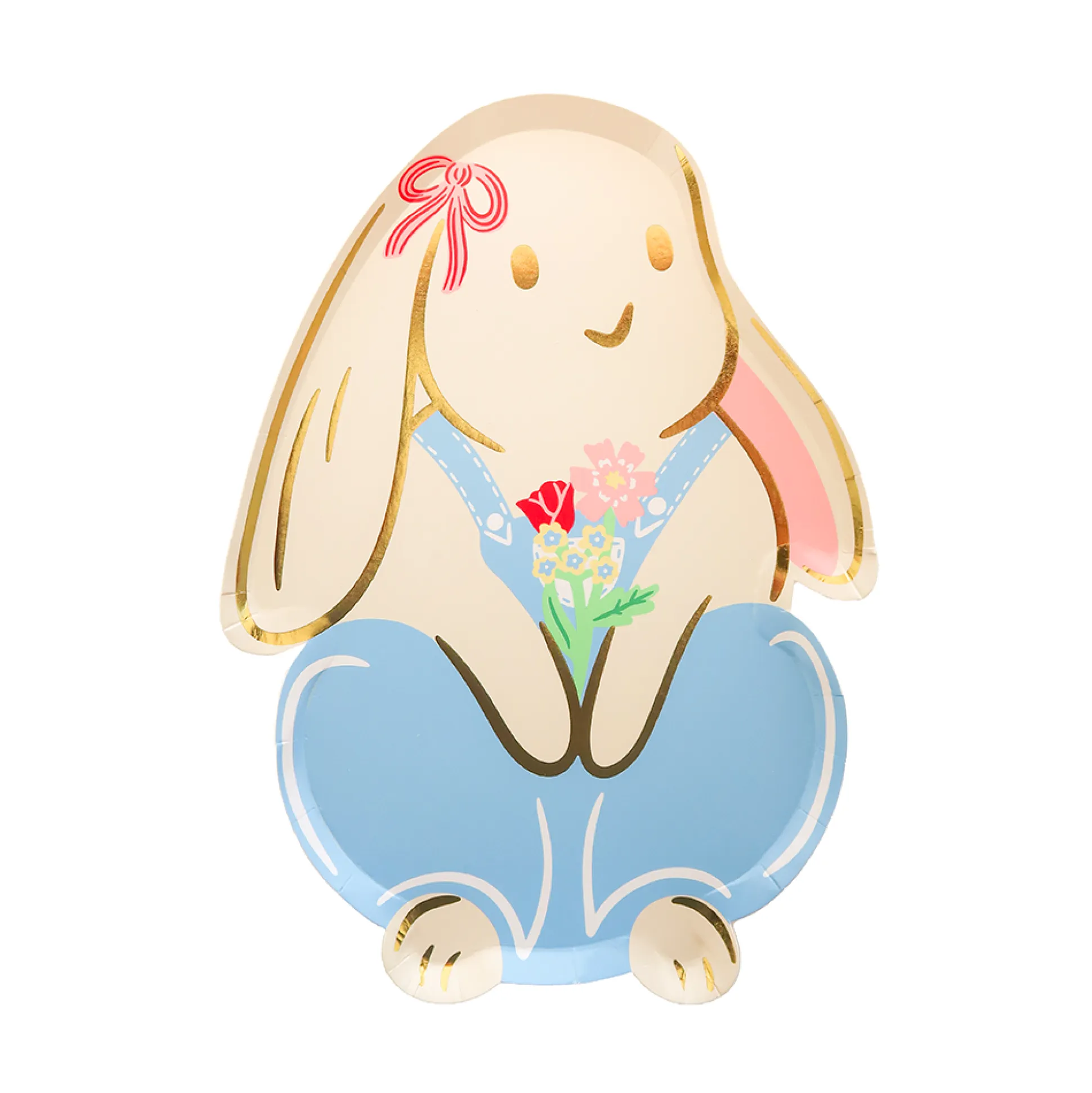 Bunnies In The Garden Overalls Bunny Large Plates, Pack of 8