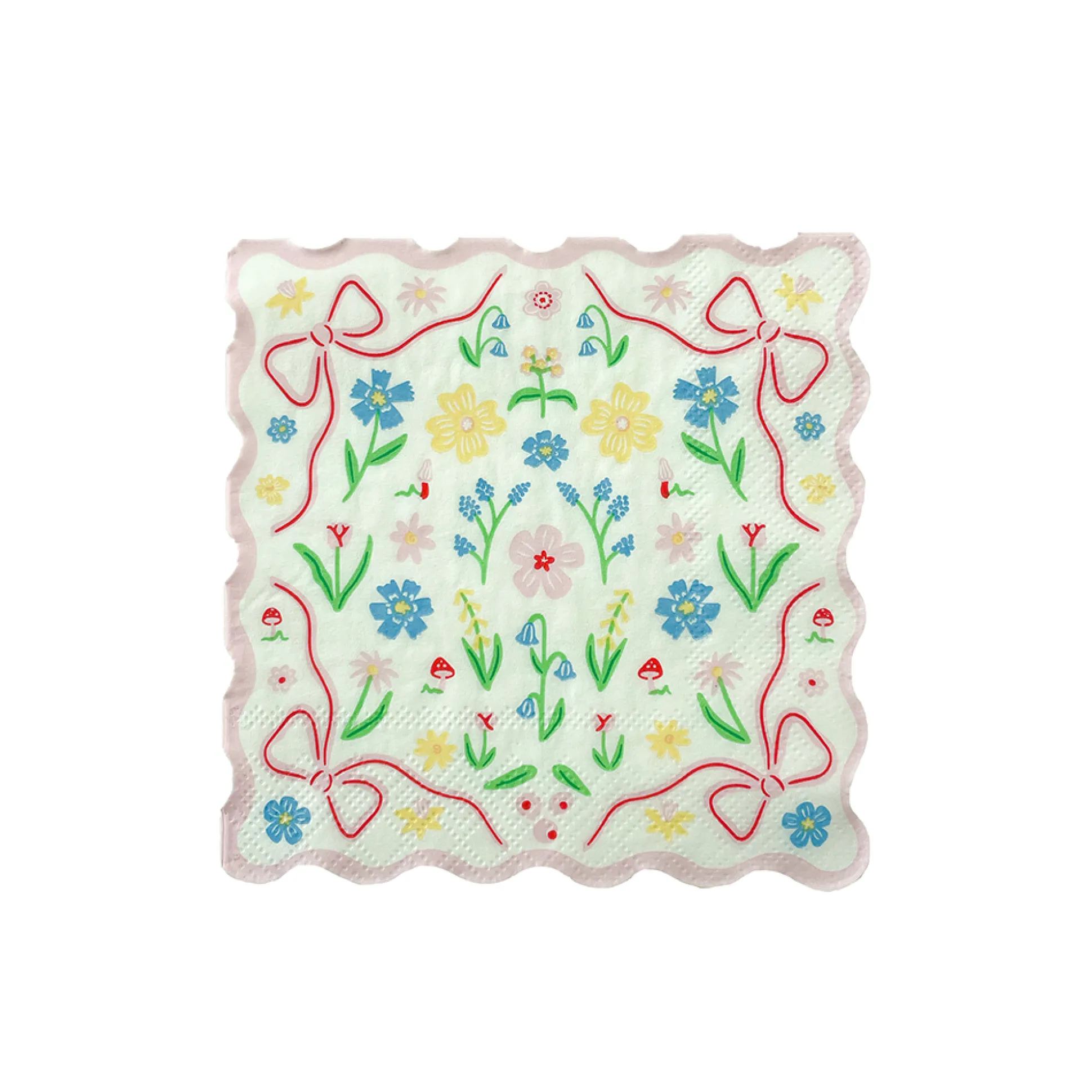 Bunnies In The Garden Pink Floral Petite Napkins, Pack of 16