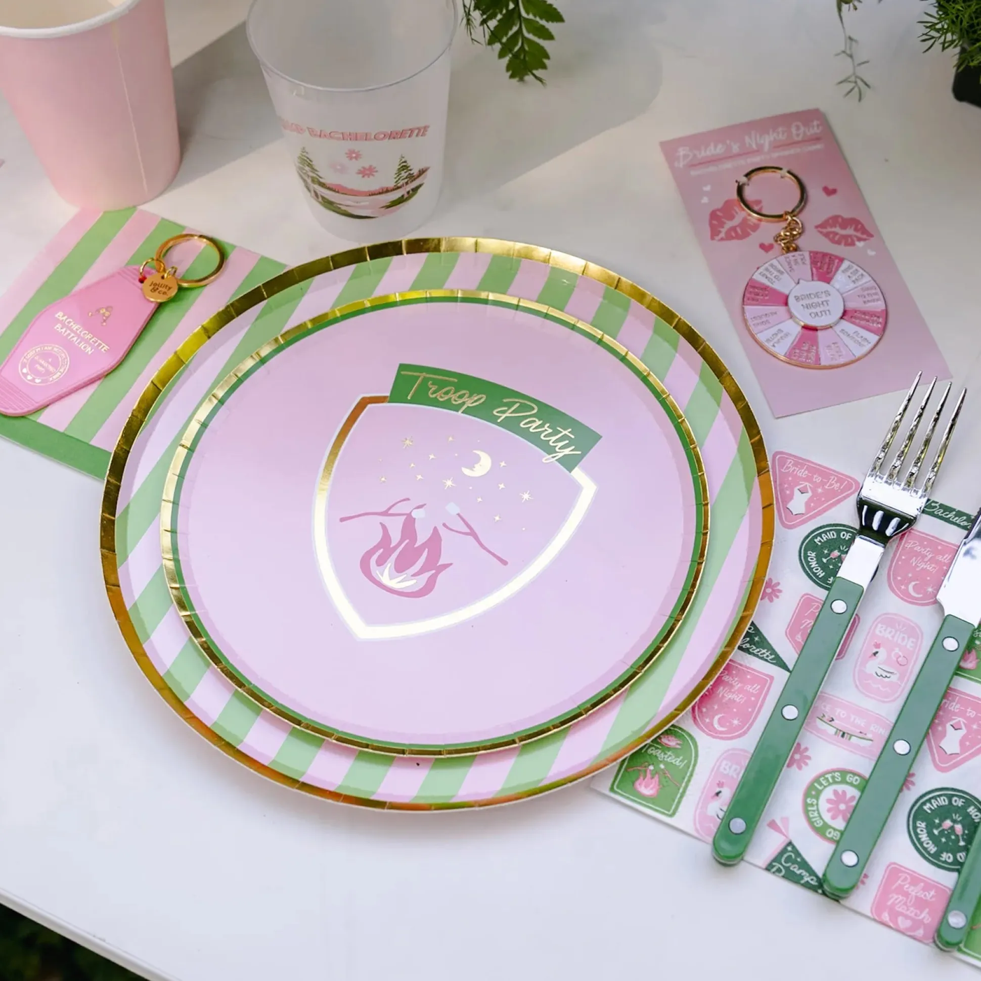 Camp Bachelorette Stripe Dinner Plates, Pack of 8
