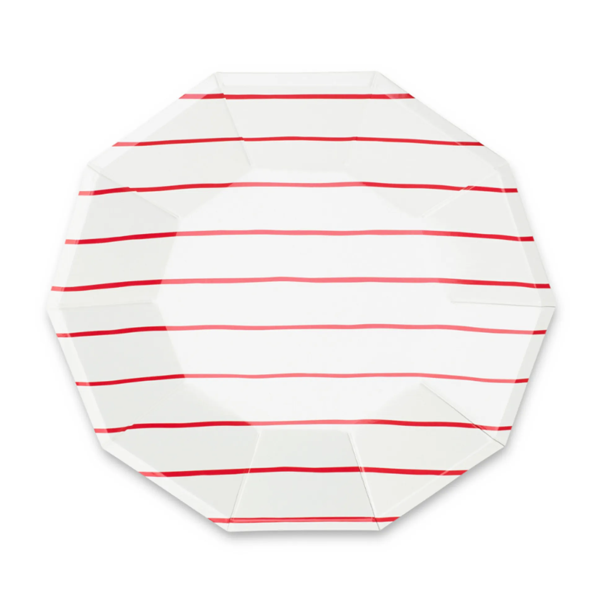 Candy Apple Frenchie Striped Large Plates, Pack of 8