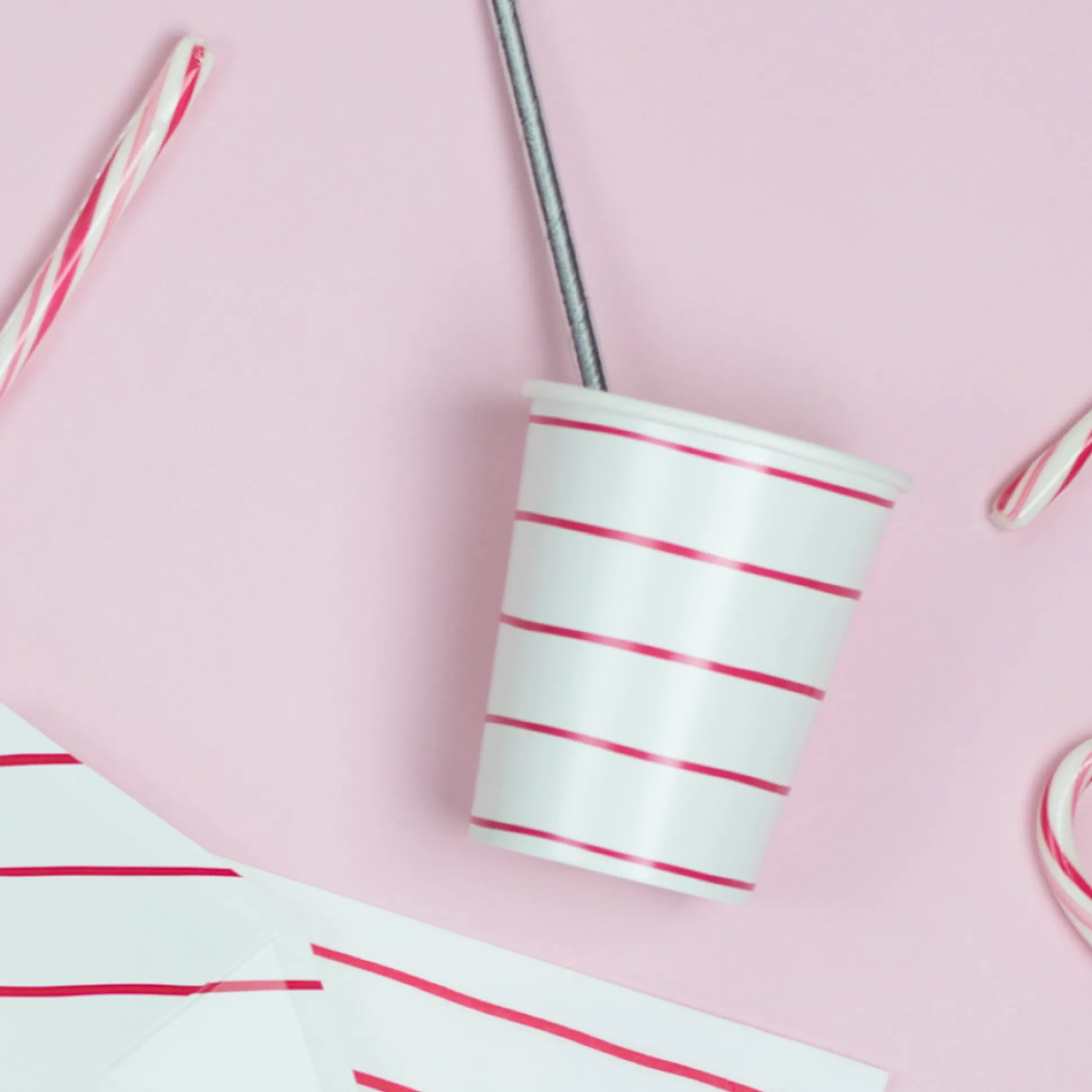 Candy Apple Frenchie Striped 9 oz Cups, Pack of 8