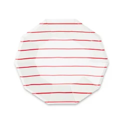 Candy Apple Frenchie Striped Small Plates, Pack of 8
