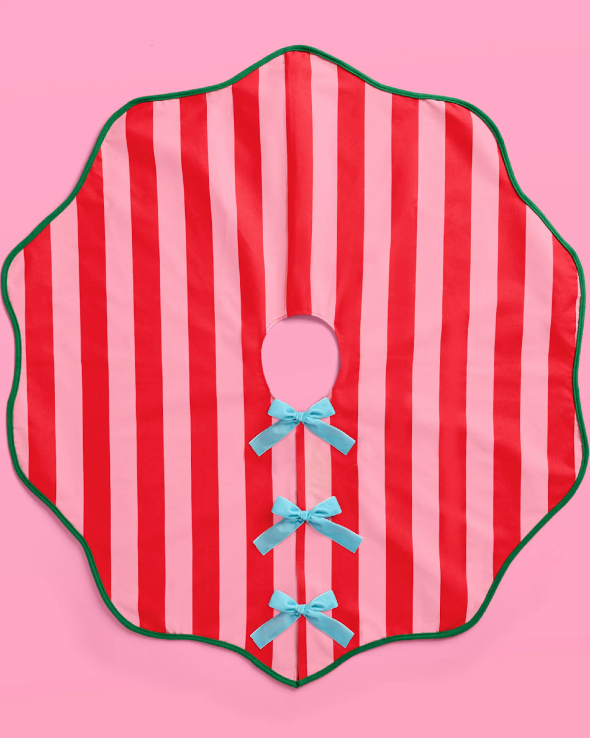 Candy Cane Tree Skirt - pink and red striped tree skirt