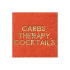 Carbs, Therapy, Cocktails Witty Cocktail Napkins, Pack of 20
