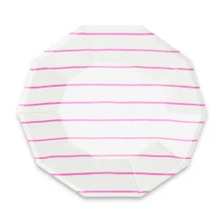 Cerise Frenchie Striped Large Plates, Pack of 8